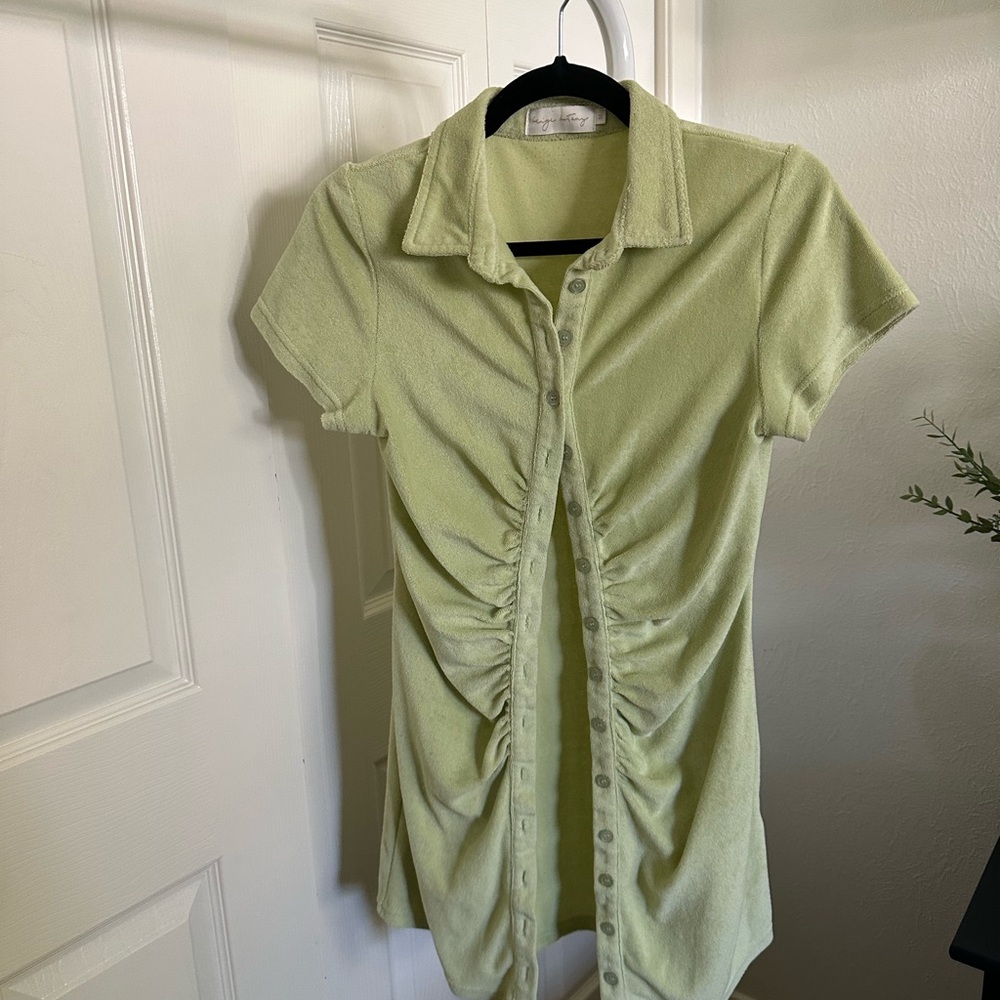 Green Ruched Swim Cover Up